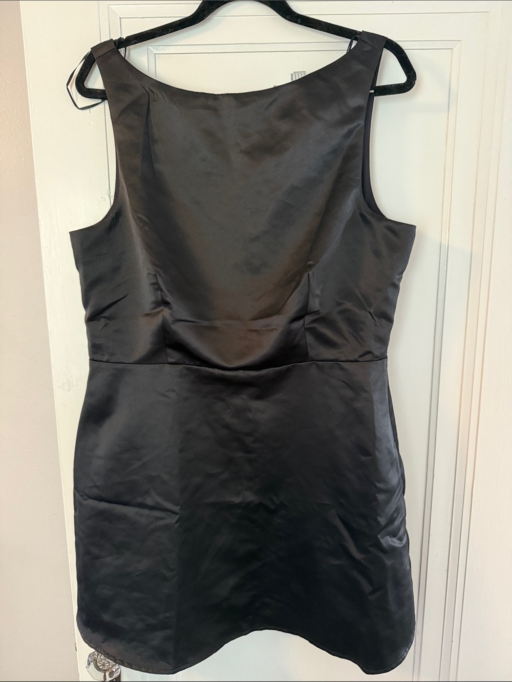 Classic Black Satin Sleeveless Mini Dress